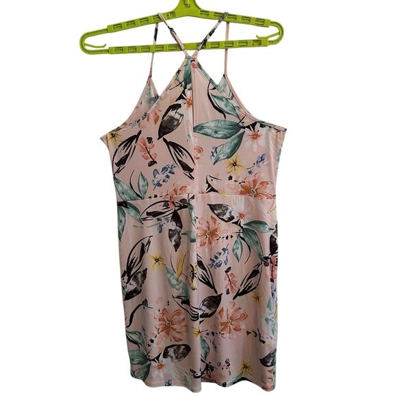 BCBGeneration Dress Twist Wrap Mini BOHO Multi Floral Size L Faux Knot NWT - Picture 3 of 6